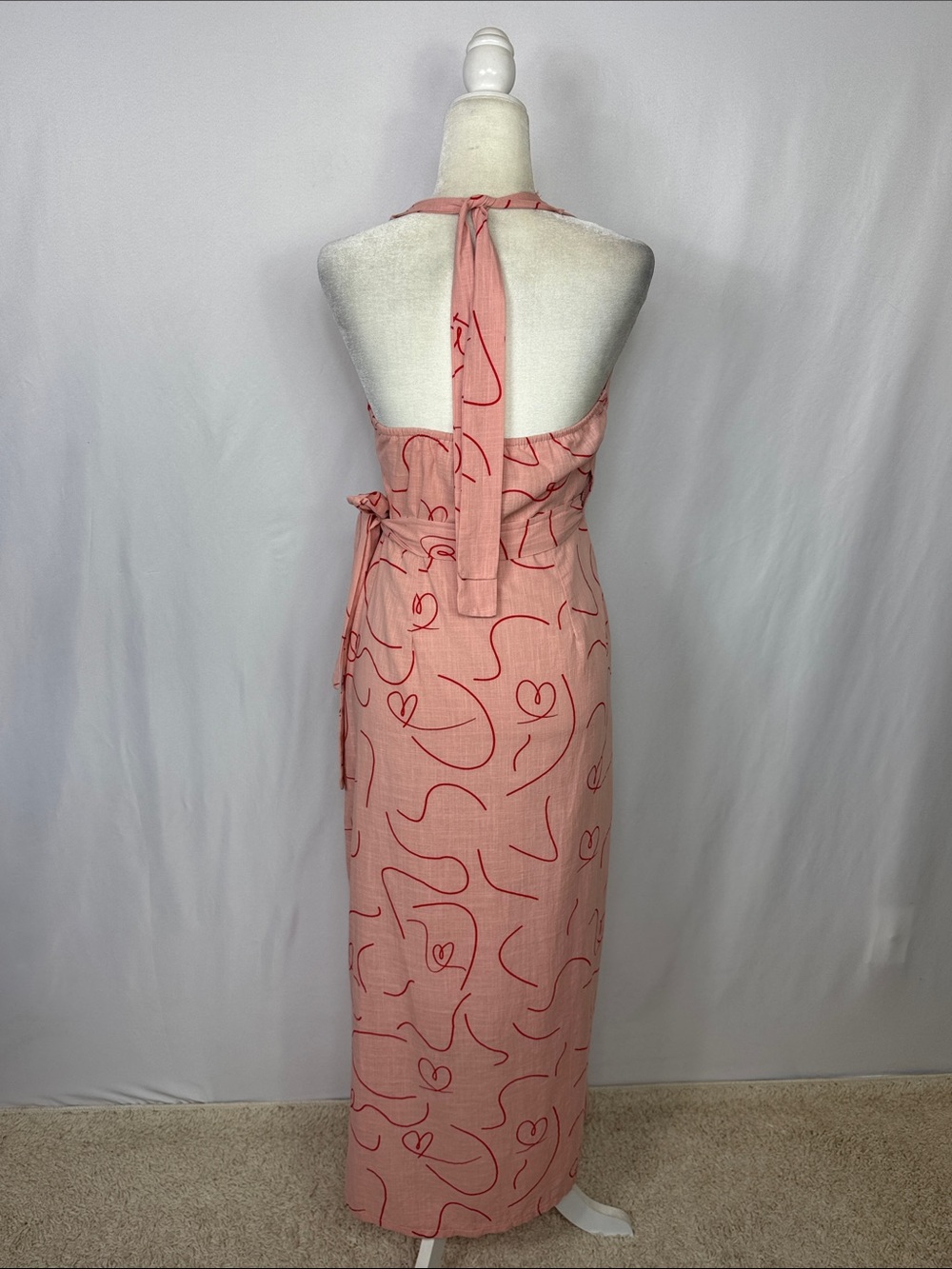 Petal & Pup Abigail Wrap Midi Dress Size Medium Pink Red - Picture 7 of 12